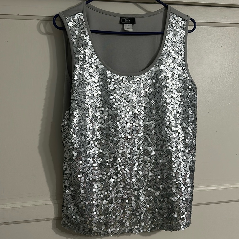 Silver sleeveless top